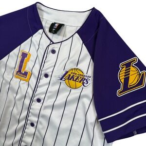 NBA Los Angeles Lakers Youth Jersey Baseball Button Up Shirt Purple Yellow